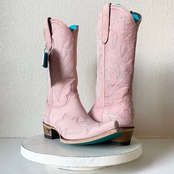 Lane Shoes - NEW Lane Saratoga Womens Pink Western Boots Sz 8.5 Snip Toe Cowgirl Bridal 13"
